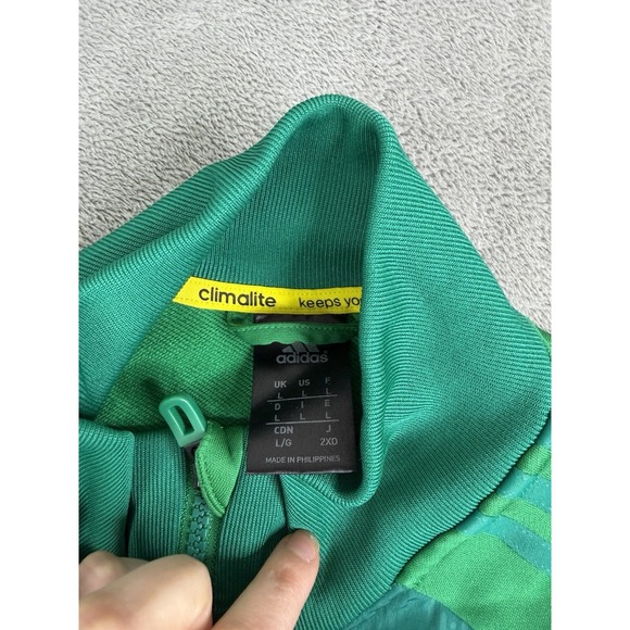 Adidas Climalite Satin Full Zip Track Jacket Men's Size Large Green - Picture 5 of 10